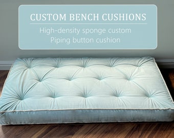 French Cushions,Aqua Blue Velvet Bench Cushions,Custom Shape and Size,Handmade Cushions,Custom Window Seat Cushions,Nook Cushions