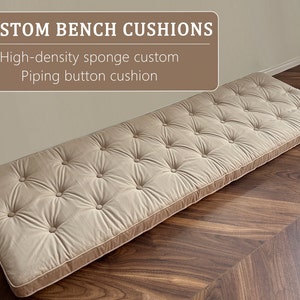 French Button Cushions,Cream Velvet Bench Cushions,Custom Shape and Size,Handmade Cushions,Custom Window Seat Cushions image 1