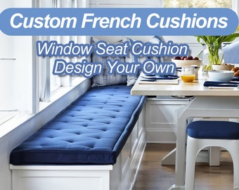 Coussin de siège de fenêtre en velours bleu,Coussin de siège personnalisé pour baie vitrée,Coussin boutonné français,Coussin d'intérieur,Forme et taille personnalisés