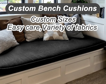 Bay Window Seat Black Cushion,Custom Seat Cushion,Window Bench Cushion Indoor,Linen Window Seat Cushion,Handmade Cushion