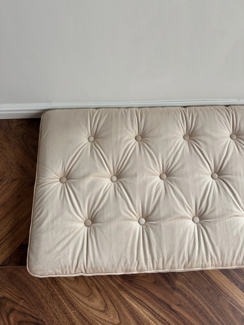 French Button Cushions,Cream Velvet Bench Cushions,Custom Shape and Size,Handmade Cushions,Custom Window Seat Cushions image 3
