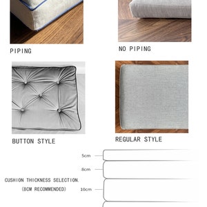French Button Cushions,Cream Velvet Bench Cushions,Custom Shape and Size,Handmade Cushions,Custom Window Seat Cushions image 8