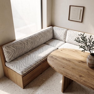 Zebra Pattern Window Seat Cushion | Custom Upholstered Bay Window Bench Pad | Soft Striped Settee Cushion for Nook