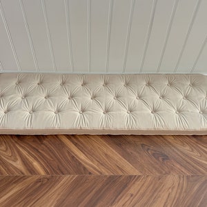 French Button Cushions,Cream Velvet Bench Cushions,Custom Shape and Size,Handmade Cushions,Custom Window Seat Cushions image 2