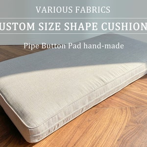 White Cotton Bench Cushion with Piping,Custom Shape and Size,Handmade Cushions,Nook Cushion,Custom Window Seat Cushions
