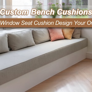 Linen Window Seat Cushion,Indoor Cushion,Grey Cushion,Custom Bay Window Seat Cushion,Meditation Cushion