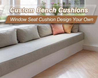 Linen Window Seat Cushion,Indoor Cushion,Grey Cushion,Custom Bay Window Seat Cushion,Meditation Cushion