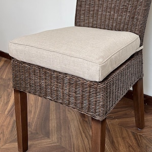 Grey Linen Chair Cushion,Seat and Back Cushion,Custom Sizes,2&quot; Thick Memory Foam Cushion With Ties and Removable Cover