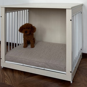Linen dog cushion, custom mat with piping, pet bed with removable washable cover, memory foam box mat, kennel mat