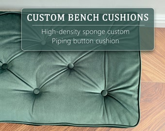 Coussins français,Coussins de banc en velours vert foncé,Forme et taille personnalisées,Coussins faits main,Coussins de siège de fenêtre personnalisés