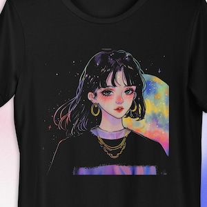 90s Anime Girl Unisex T-Shirt | Pastel Goth | Kawaii Sad Girl | Harajuku Streetwear | Manga Aesthetic | Vaporwave Style