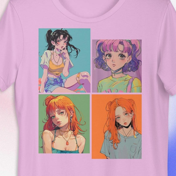 Multi-Panel 90s Kawaii Unisex Anime T-Shirt | Pastel Goth | Retro Japanese Streetwear | Sad Girl | Yum Kawaii | Synthwave | Anime Princess