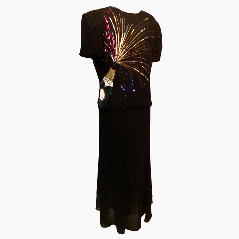 The ultimate Y2K New Years Eve champagne sequin Dress Papell Evening wear