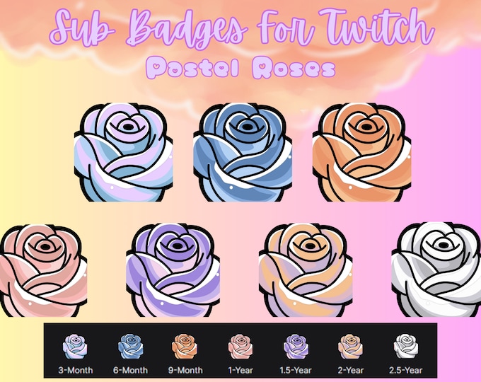Featured listing image: Pastel Rose Sub Badges for Twitch