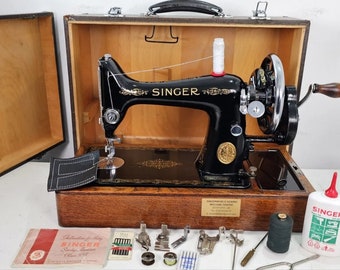 1940 SINGER COLLECTION 99K Sewing Machine Repaired, Crank for Leather and Fabric