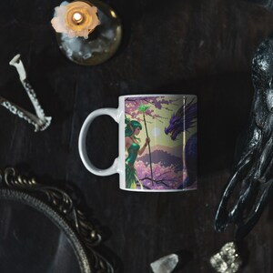 Fantasy Dragon & Fairy Ceramic Mug - Magical Gift for Coffee Lovers, Artisanal Mug for Home Décor, Unique Dragon Gift, Fantasy Collectible image 5