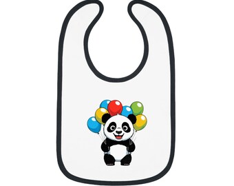 Cute Panda Baby Bib with Balloons, Infant Bib, Toddler Feeding Bib, Baby Shower Gift, Cute Nursery Accessory, Fun Bib for Kids