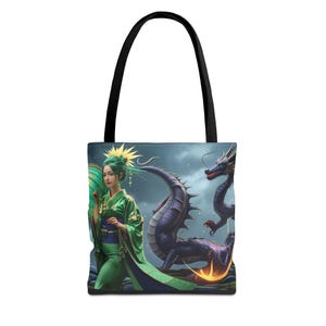 Mythical Creatures Tote Bag, Fantasy Art Tote, Dragon Design Shoulder Bag, Elegant Eco-Friendly Bag, Gift for Fantasy Lovers