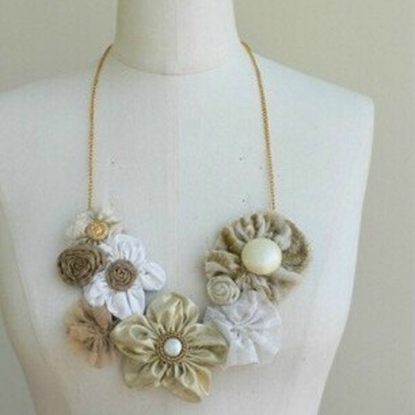 Golden Compass Vintage Flower cluster necklace