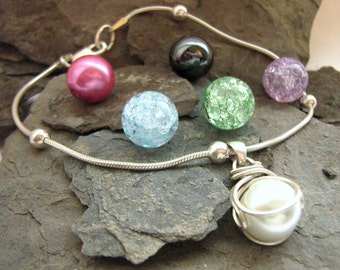 The POP in Bracelet Gift Set - Personalize - 5 Interchangeable Stones - Sterling Silver Chain - Gift Bag - Valentine&#39;s -  Rickson Jewellery