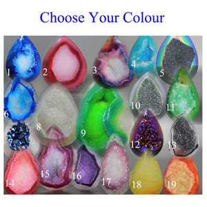 May include: Choose Your Colour. Nineteen different agate gemstone cabochons in various colours and patterns, including blue, green, pink, purple, and white.