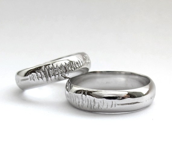 Sounds of Love 2 Personalized Sound Wave Wedding Rings Nerd Geek