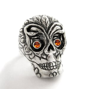 Sugar Skull Ring for Men Women Day of the Dead Santa Muerte Day of the dead Gothic Biker Ring Vintage Mexican Skull Ring Rickson Jewelry 55