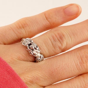 Full Figured Mermaid Ring Sterling Fantasy Fairy Tale Magical Princess Engagement ring Diamond Diamond Ring Nautical Mystical Jewelry 215 Sterling Silver + CZ