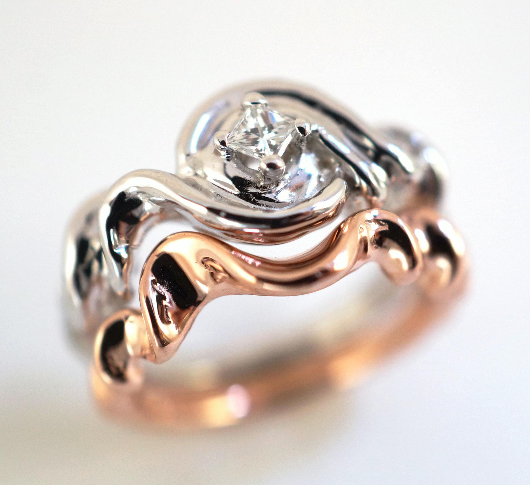 Water Ring Set Handmade Wave Ring Beach Wedding Alternative Etsy