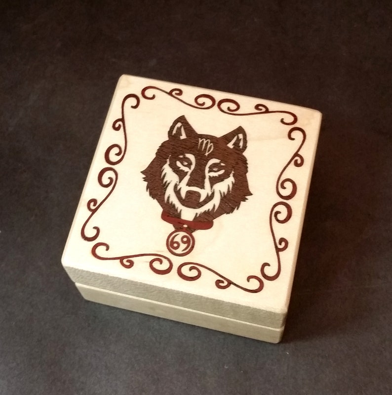 Custom Engagement Ring Box Claddagh Wolf Cat Music Unique Skull Harley Quinn Push Present Nature Inspired Geek Nerd Goth Sound wave Rose Custom Ring Box