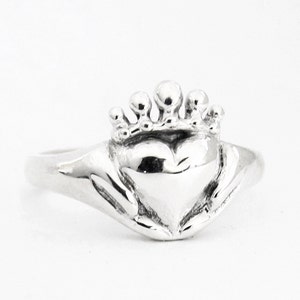 Claddagh Ring Small, With or Without a stone, Promise Ring, Birthstone Ring, Gifts for Her, Celtic Handmade Sterling Irish, Personalized 115