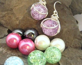 Pop In Earrings - Interchhangeable - Versatile - Comes with 10 Gem Marbles - New - Rickson Jewellery