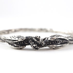 Dragon Love - Handcrafted Dragon Bangle 2 Dragons Embracing Stacking Bracelet Cuff Fantasy Renaissance Costume Jewelry Rickson 122