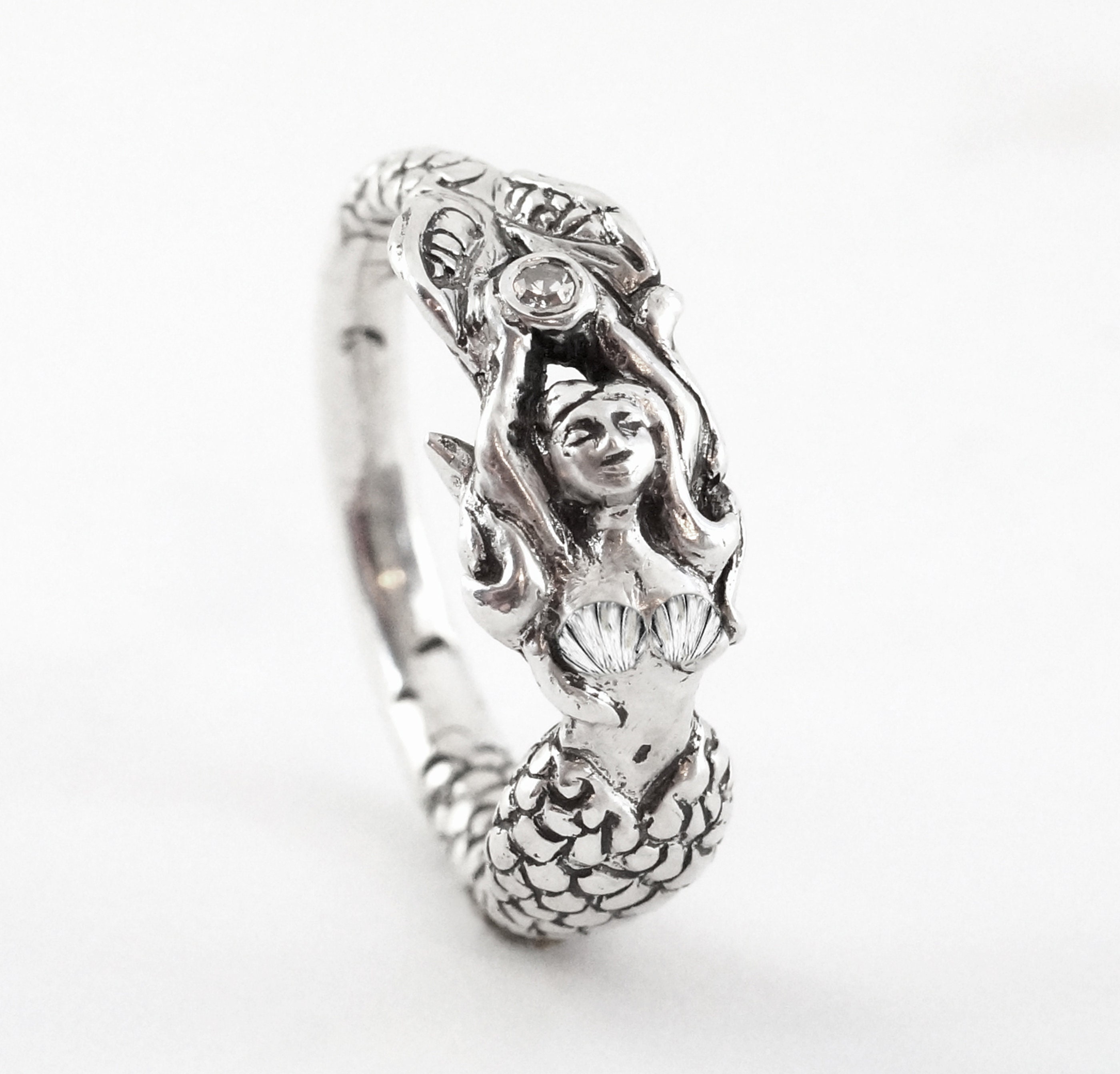 Mermaid Claudia Sterling Disney Princess Engagement Ring With A