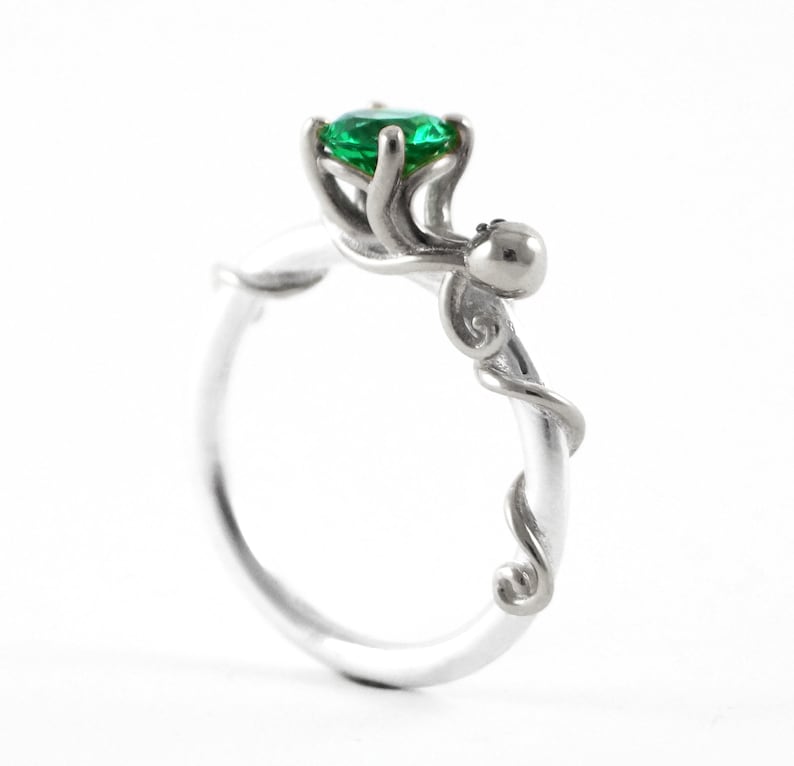 Octopus Joy Sterling Silver Ocean Octopus Ring Octopus Engagement Cephalopod Silver Kraken Ring Sea Creature Emerald Rickson 213 250 251 OCT