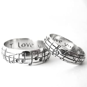 Custom Music Note Wedding Bands - Original Real Music Notes Ring, Sterling Music Ring, Sheet Music Nerd Wedding Rings, Geekery, Personalize