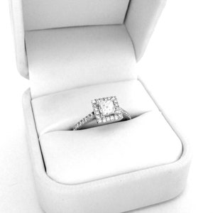 The Adrienne Modern Princess Cut Square Halo White Gold and Diamond Engagement Ring Classic Elegance pave Handset 1ct Diamonds Rickson image 5