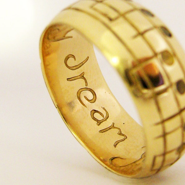 Gold Song Wedding Band - White Yellow or Rose Gold - Men's Music Wedding Band - Gold Ring - Geekery - Notes to Your Song - Rickson Jewellery