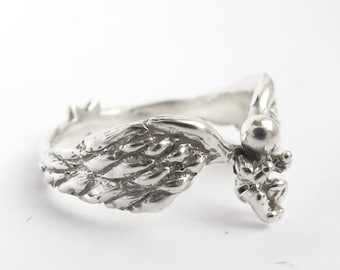 This Baby's Got Wings - Cupid Angel Ring Silver Angel Baby Ring Personalized Angel Wing Birthstone Ring Push Present Gift New Mom-To-Be 105