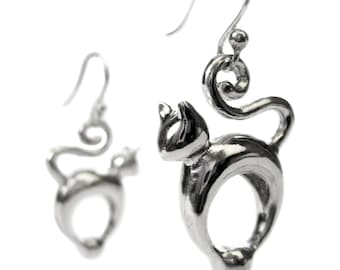 Cat Lover Earrings - Ready to Ship, Sterling Cat Earrings, Cat jewelry, silver cat earrings, Donation, Pet lover Jewelry, Gift For Her 4&5