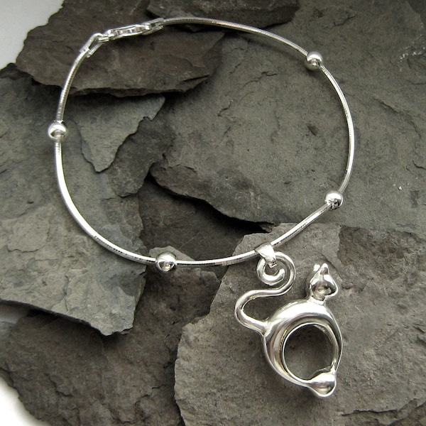 Cute Cat Lover Bracelet - Gift under 100 Ready to Ship Woman Animal jewelry Sterling silver Cat Lover Christmas Gift Rickson Jewellery 3