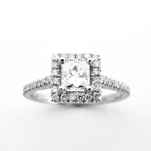 The Adrienne Modern Princess Cut Square Halo White Gold and Diamond Engagement Ring Classic Elegance pave Handset 1ct Diamonds Rickson image 2