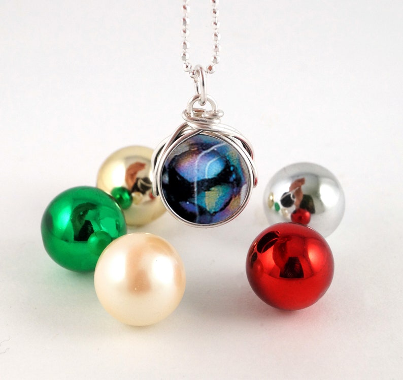 The POP in Interchangeable Nebula Necklace Marble Set Ready to Ship Player Whopper swirl Galaxy gift for Marble collector Geekery Rickson image 1