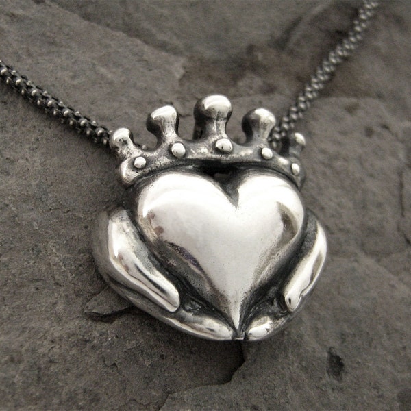 Handmade Claddagh Necklace - Ready to Ship, Claddagh pendant, Sterling Claddagh, Celtic Jewelry, Irish Promise Pendant, Gift for her 267 12