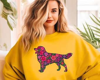 Floral Golden Retriever PNG: Boho Dog Mom Design (Digital Download