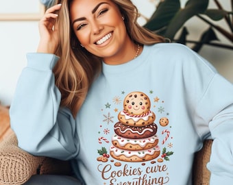 Cookies Cure Everything PNG, Funny Christmas Sublimation, Christmas Cookie Tree Design, Holiday Baking Clipart, Foodie Shirt File