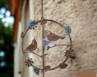 Rustic Iron Garden Bird Floral Wind Chimes - Multiple Styles Available - Rustic Garden Decor, Rustic Wind Chimes, Gift For Garden Lover