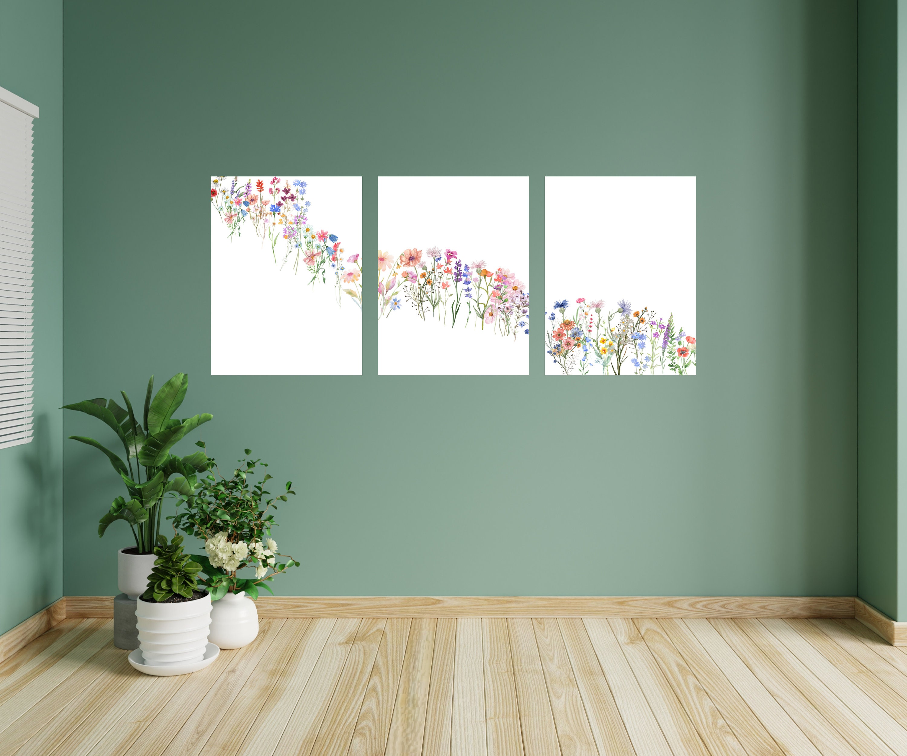 Set of 3 Wildflower Prints Floral Wall Decor Watercolor Flowers Print ...