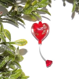 Unique Fairy Garden Miniature Heart-Shaped Red Glass Hummingbird Feeder