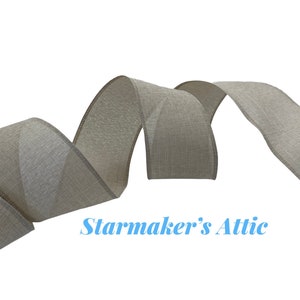 Beautiful 2.5 inch Natural Faux Burlap Wired Ribbon - 5 Yards For Bows, Wreaths, Decorating and Gift Wrapping! Spring, Easter, Summer, Fall